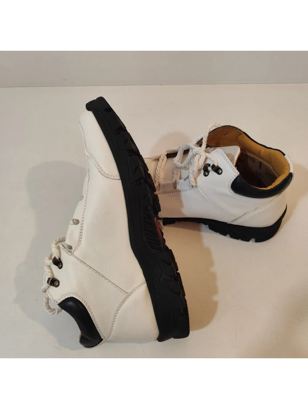 Flyland Men's Ankle Boots Casual White Handmade Leather Shoes Size 11
